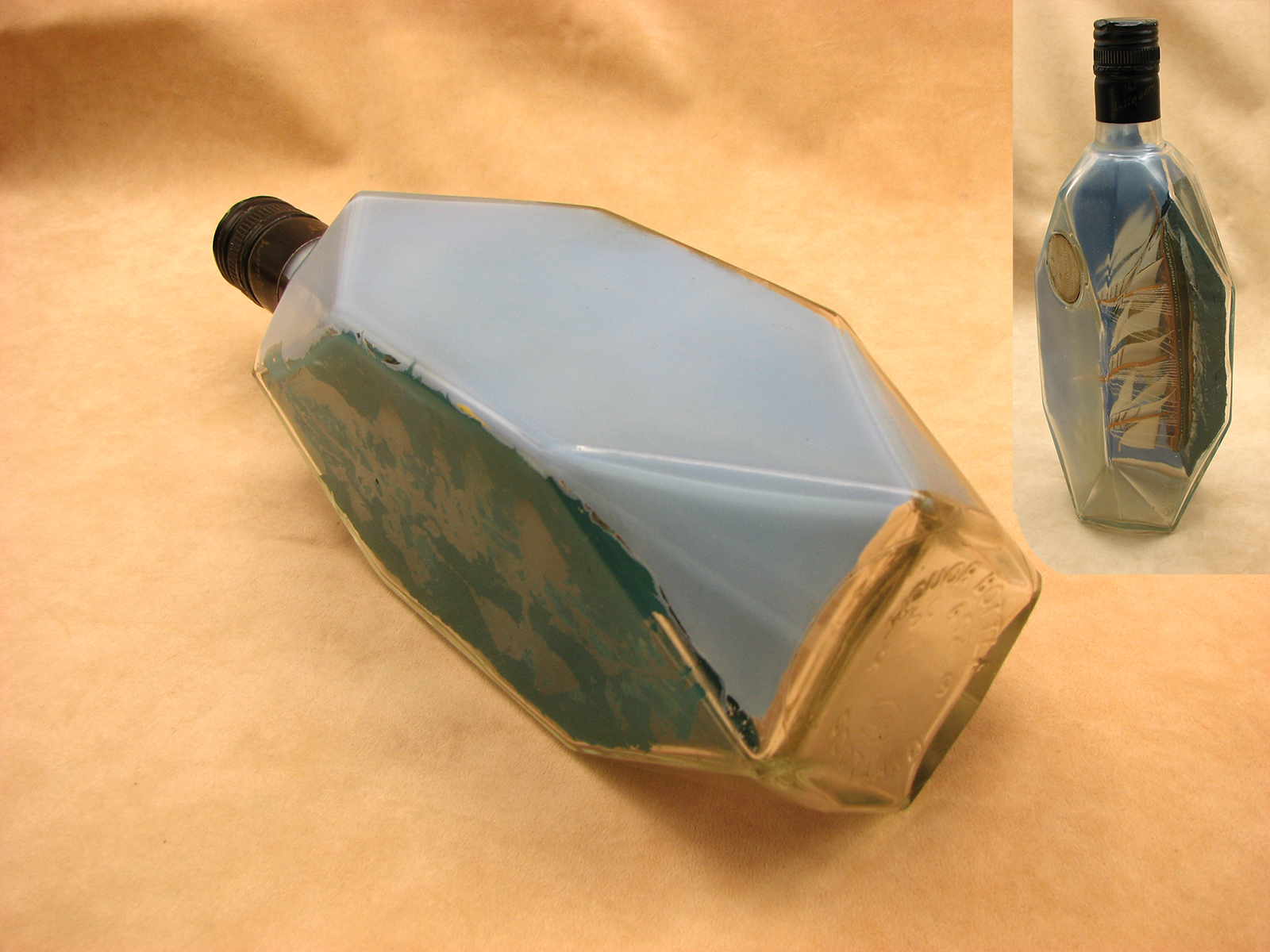 Impressive model of the Thermopylae tea clipper ship in 1970's Antiquery whisky bottle